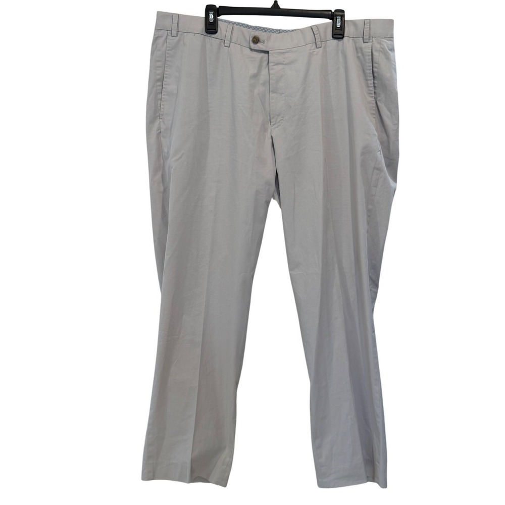 Hiltl Men's Light Gray Flat Front Straight Leg Trousers Pants Size 40 Parma 95